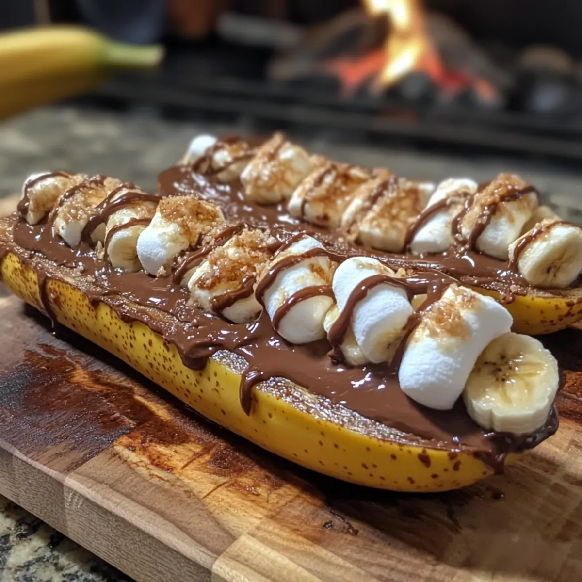 Bananes au feu de camp Chocolat Marshmallow Facile