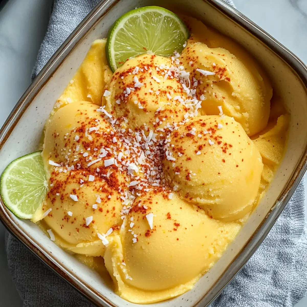 Sorbet à la mangue chili-citron vert