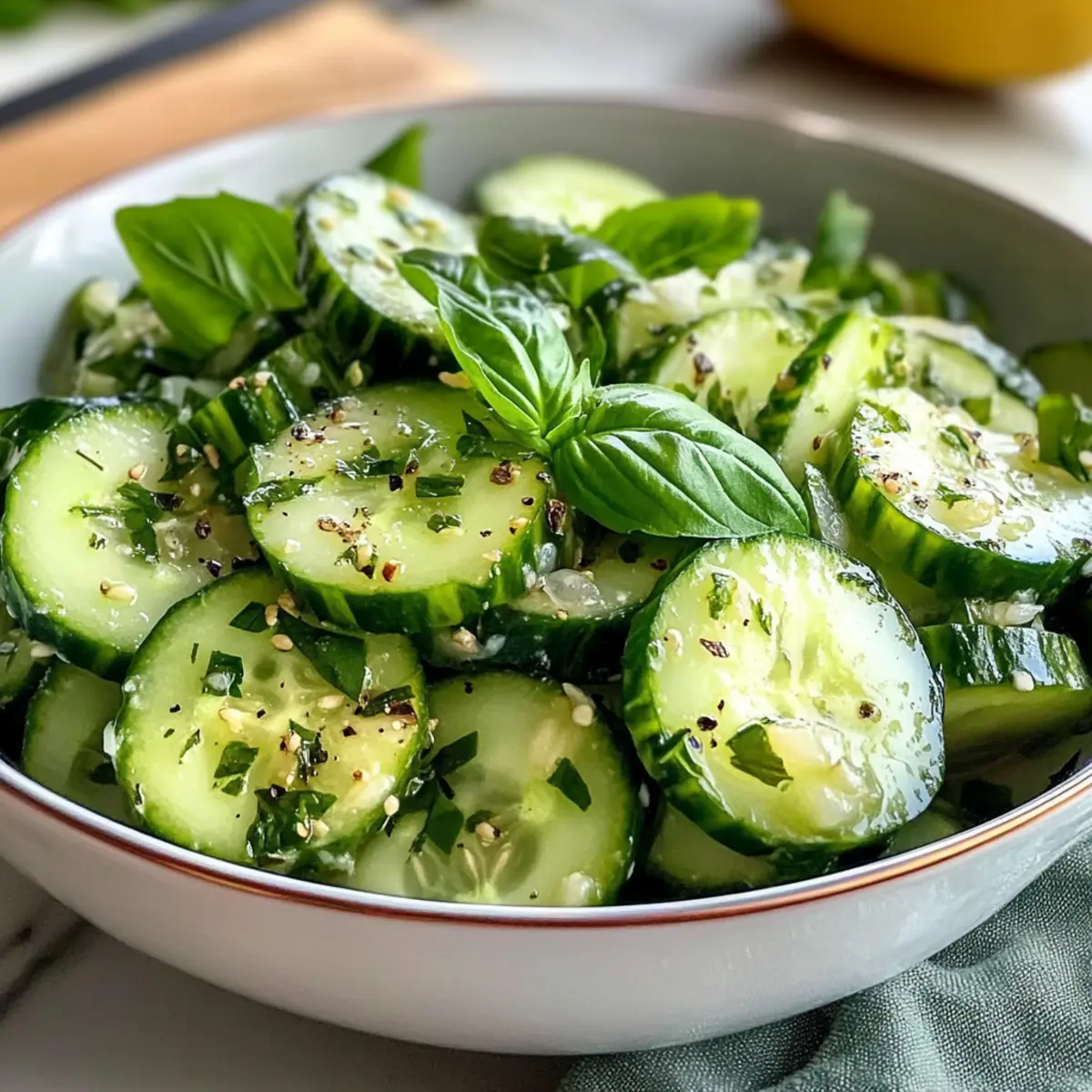 Salade de concombre et de basilic