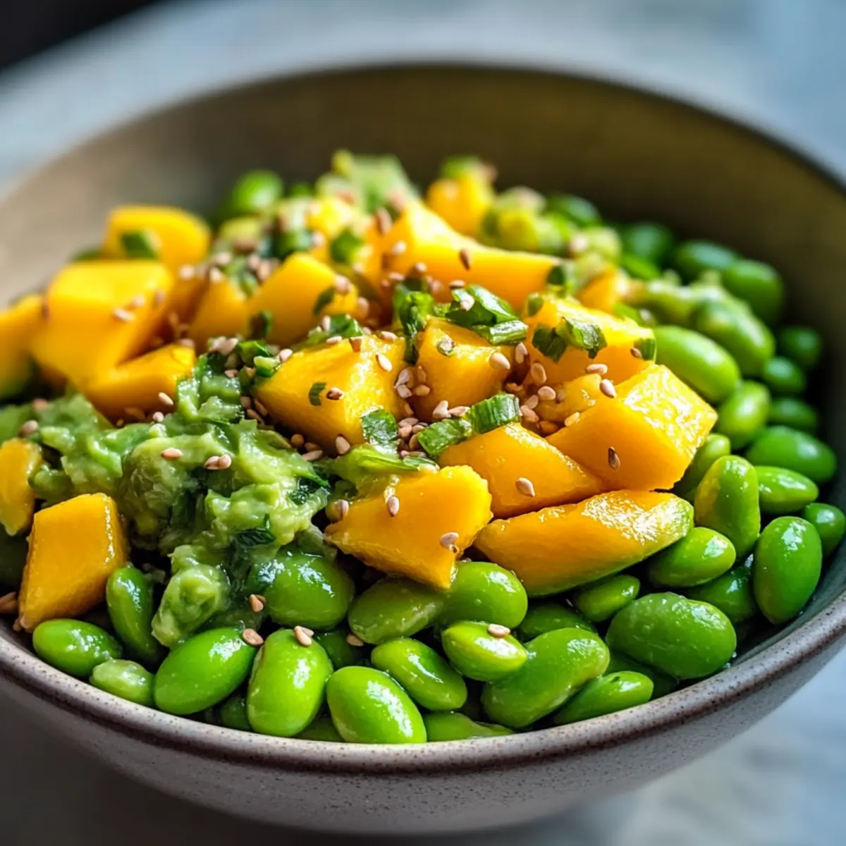 Salade d'edamame, mangue et avocat