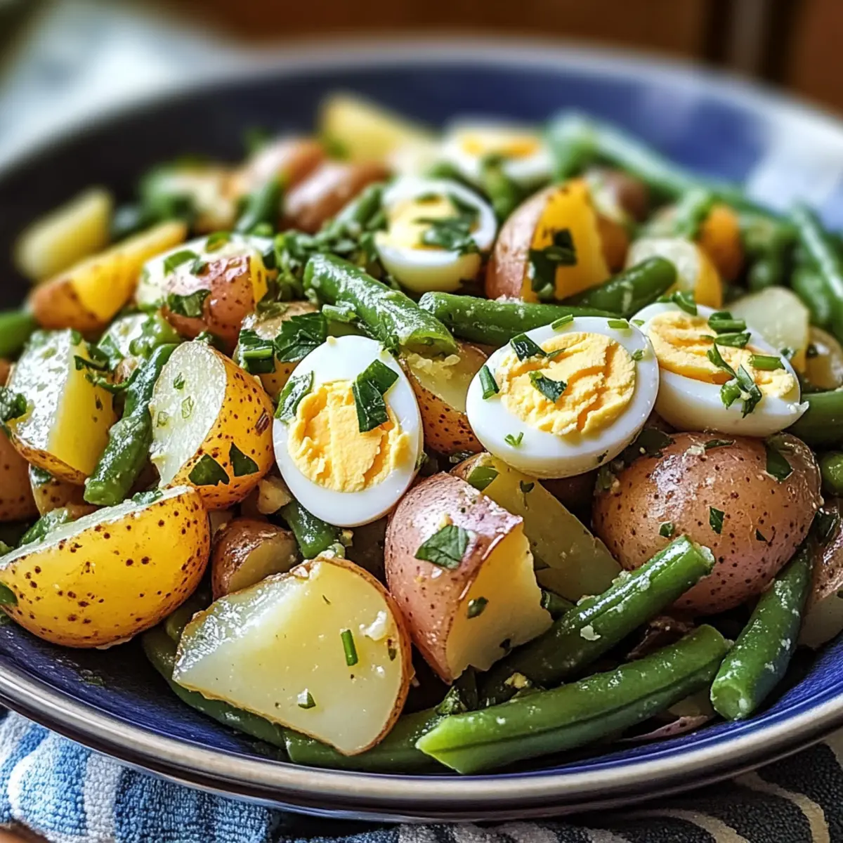 Salade de pommes de terre et haricots verts à la française