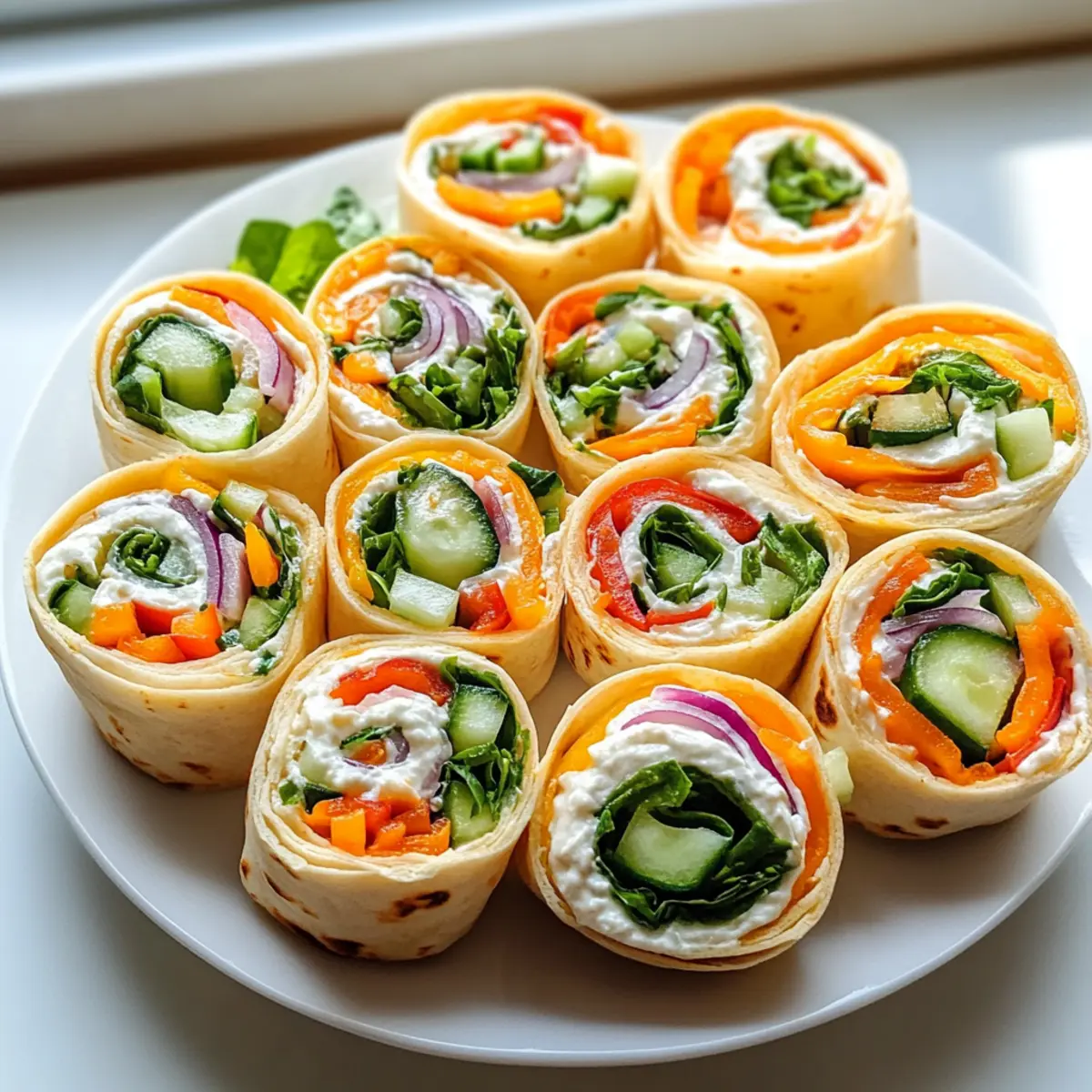 Roulés de tortillas aux légumes frais