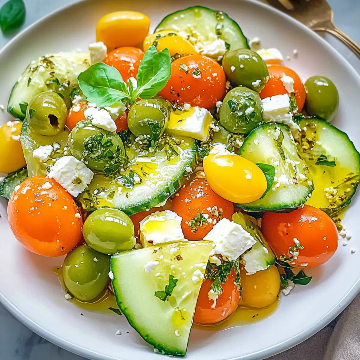 Salade grecque avec concombre émincé
