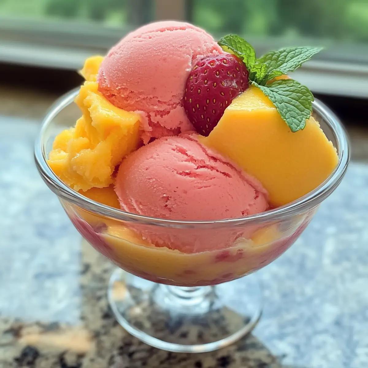 sorbet à la mangue et à la fraise