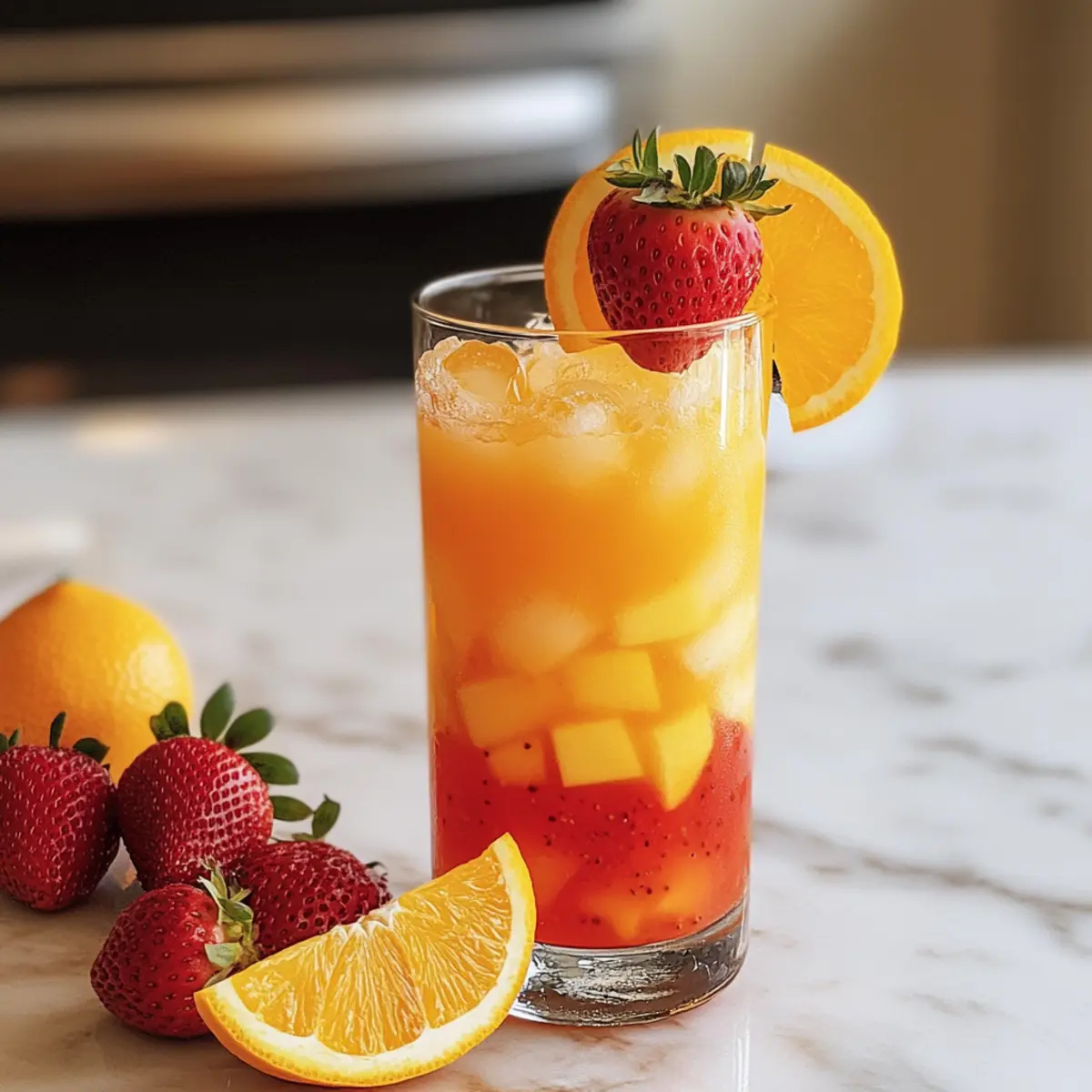 Mocktail à la fraise, à l'orange et à la mangue
