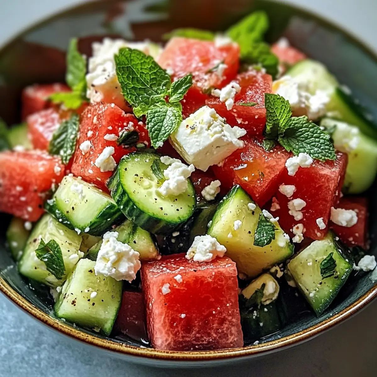 Salade de pastèque, feta et concombre