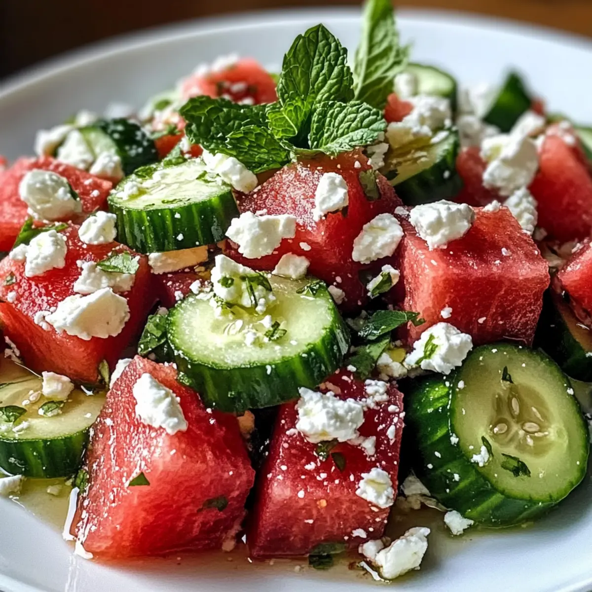 Salade de pastèque, feta et concombre