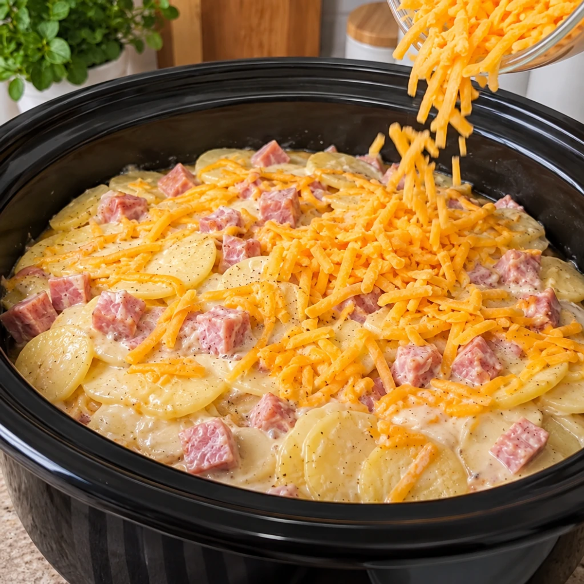 Savory Slow Cooker Scalloped Potatoes and Chicken Ham recipe step 3