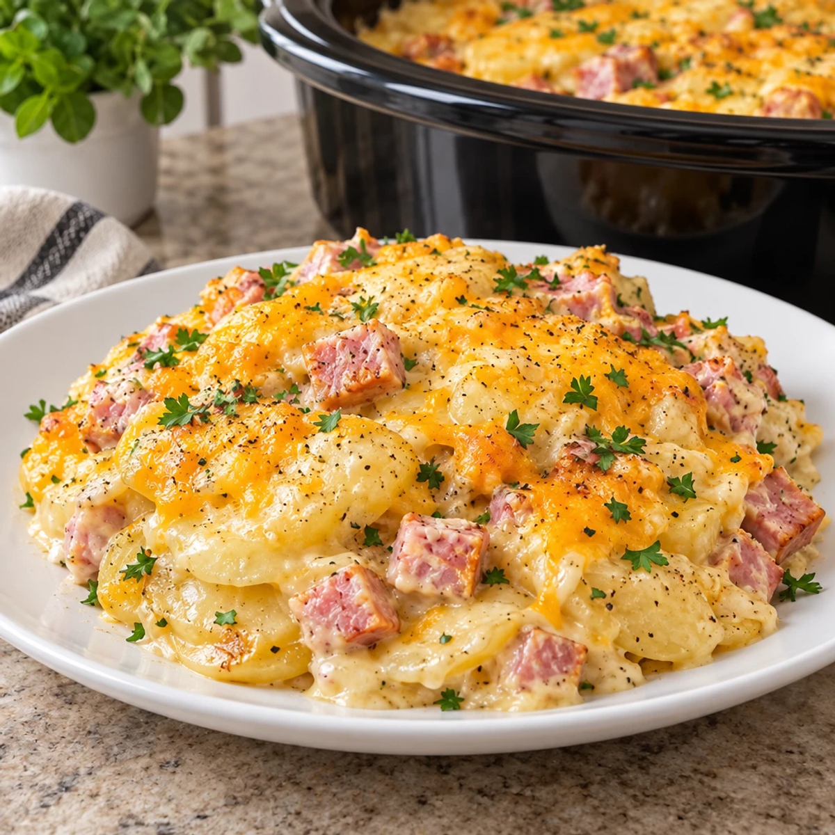 Savory Slow Cooker Scalloped Potatoes and Chicken Ham recipe step 4